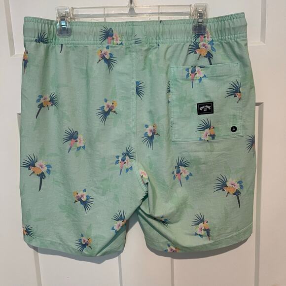 BILLABONG SUNDAYS LAYBACK Volley Lined Board shorts Mint Parrot Bird size Large - Picture 4 of 12